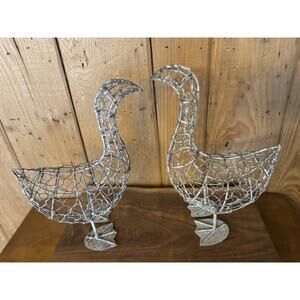 Wire Geese Unique Vintage Pair of Folk Art Handmade